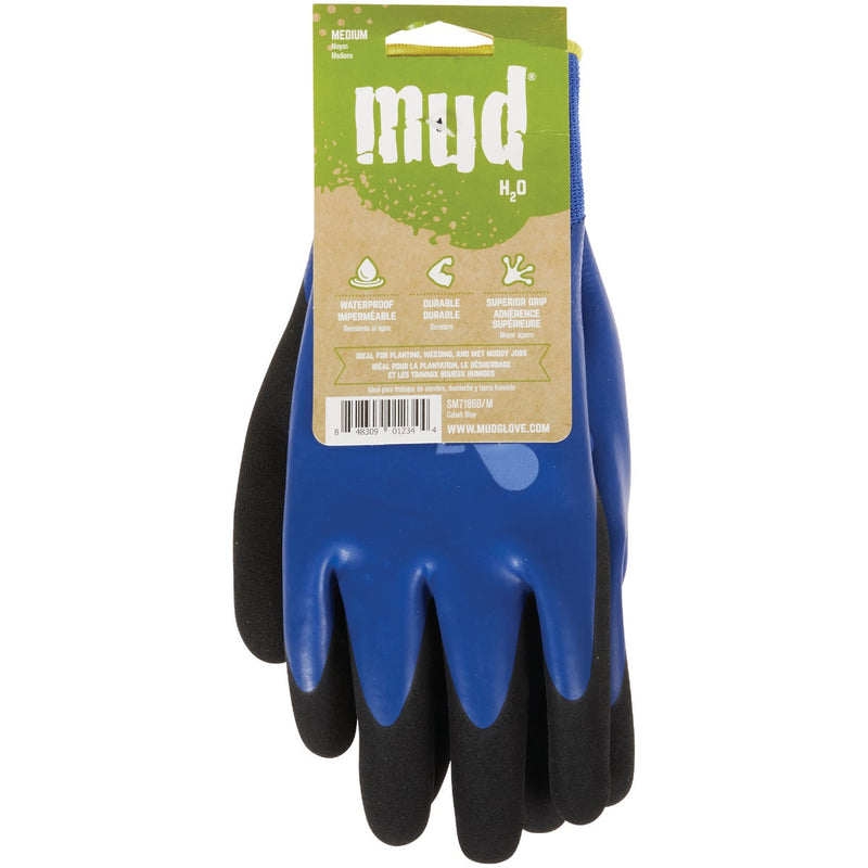 Mud H2O Women's Medium Latex Coated Polyester Cobalt Blue Garden Glove