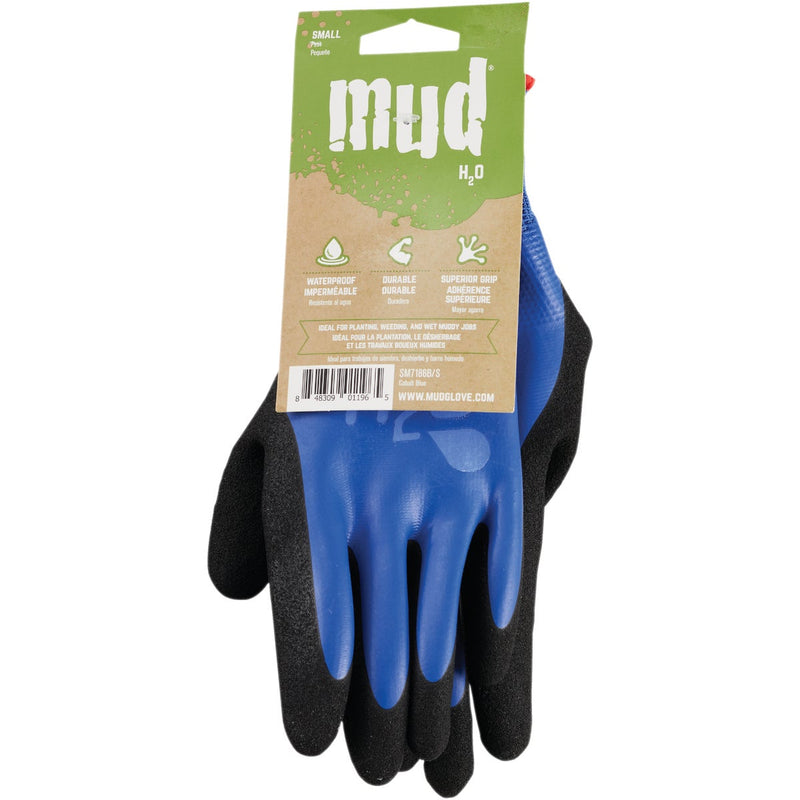 Mud H2O Women's Small Latex Coated Polyester Cobalt Blue Garden Glove