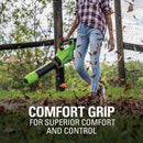 Greenworks 24V (2 x 24V) 585 CFM 140 MPH Axial Leaf Blower with (2) 4.0 Ah Batteries & Charger