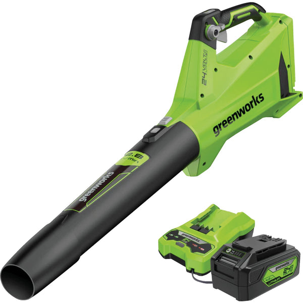 Greenworks 24V 450 CFM 110 MPH Cordless Brushless Handheld Leaf Blower with 4.0 Ah Battery & Charger