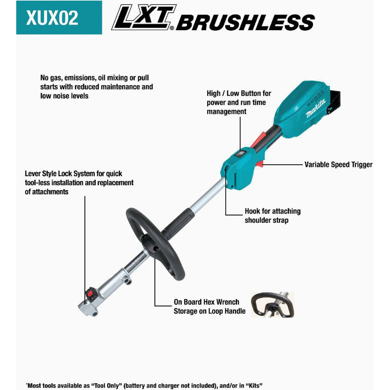 Makita 18V LXT Brushless Cordless Couple Shaft Power Head Kit with 13 In. String Trimmer Attachment