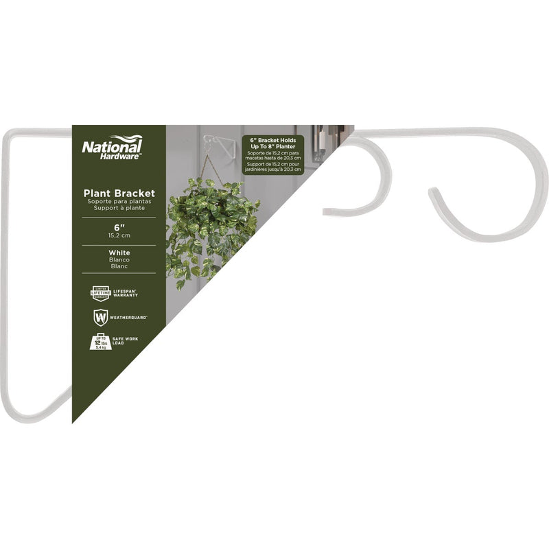 National 6 In. White Steel Hanging Plant Bracket