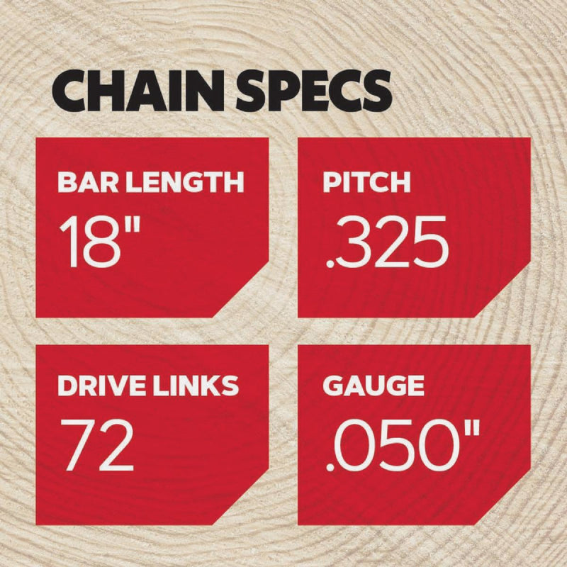 Oregon H72 ControlCut Saw Chain for 18 in. Bar - 72 Drive Links - fits Echo, Craftsman, Homelite, Poulan, Husqvarna, Makita and others