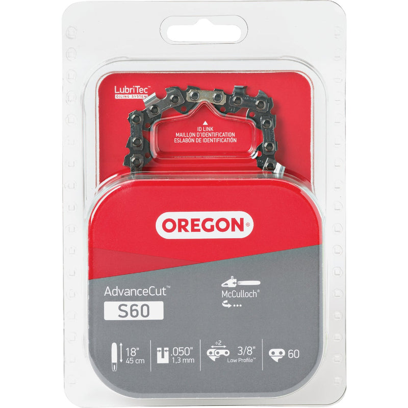 Oregon S60 AdvanceCut Saw Chain for 18 in. Bar - 60 Drive Links - fits Craftsman, McCulloch and more