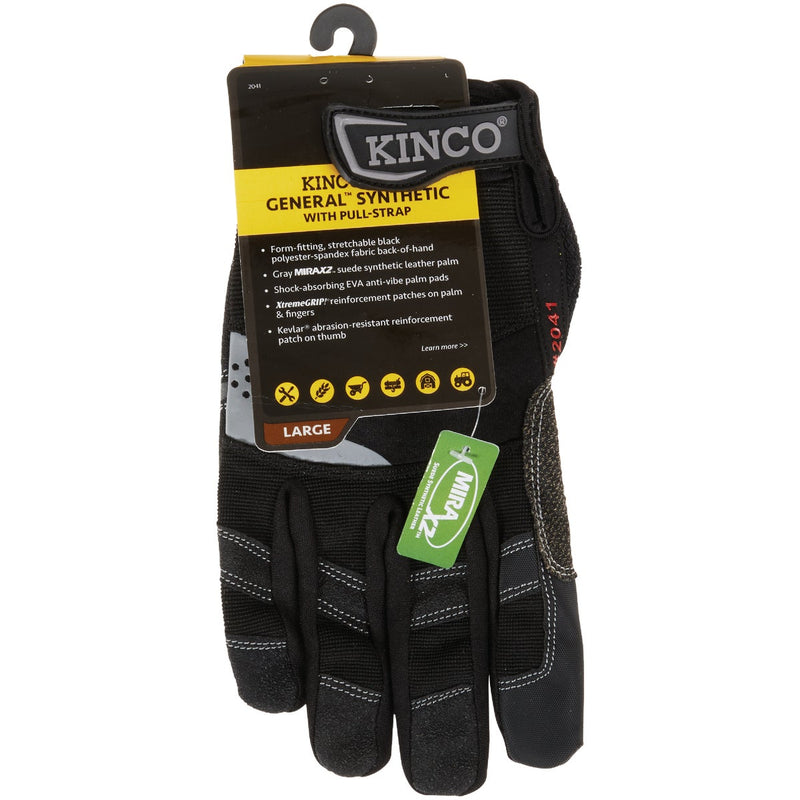 KincoPro General Men's Large Black Synthetic Leather Work Glove