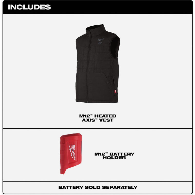 Milwaukee M12 AXIS Men's Black Cordless Heated Vest, 2XL