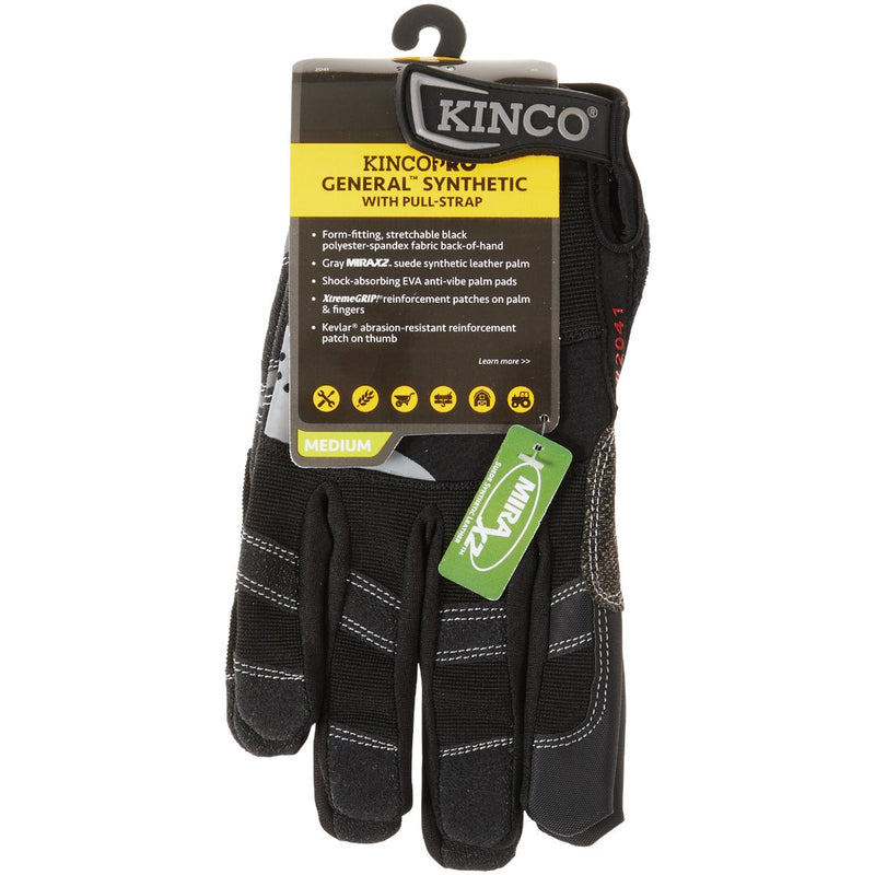 KincoPro General Men's Medium Black Synthetic Leather Work Glove