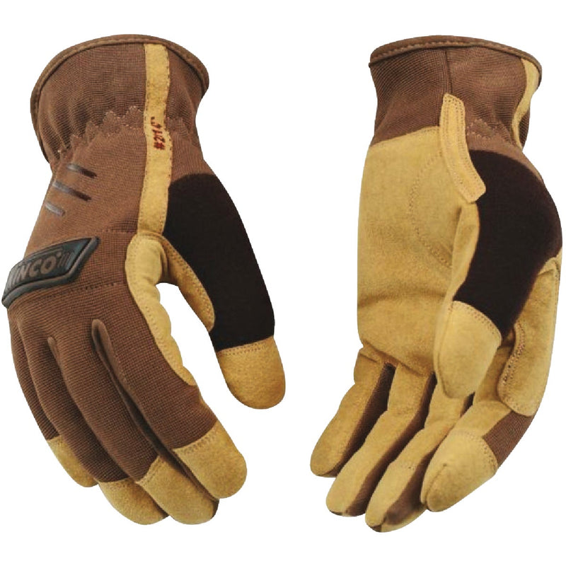 KincoPro Men's XL Brown Polyester-Spandex Back Synthetic Leather Work Glove