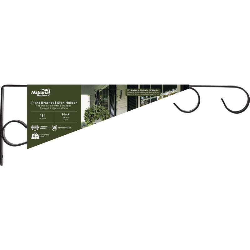 National 15 In. Black Steel Hanging Plant Bracket