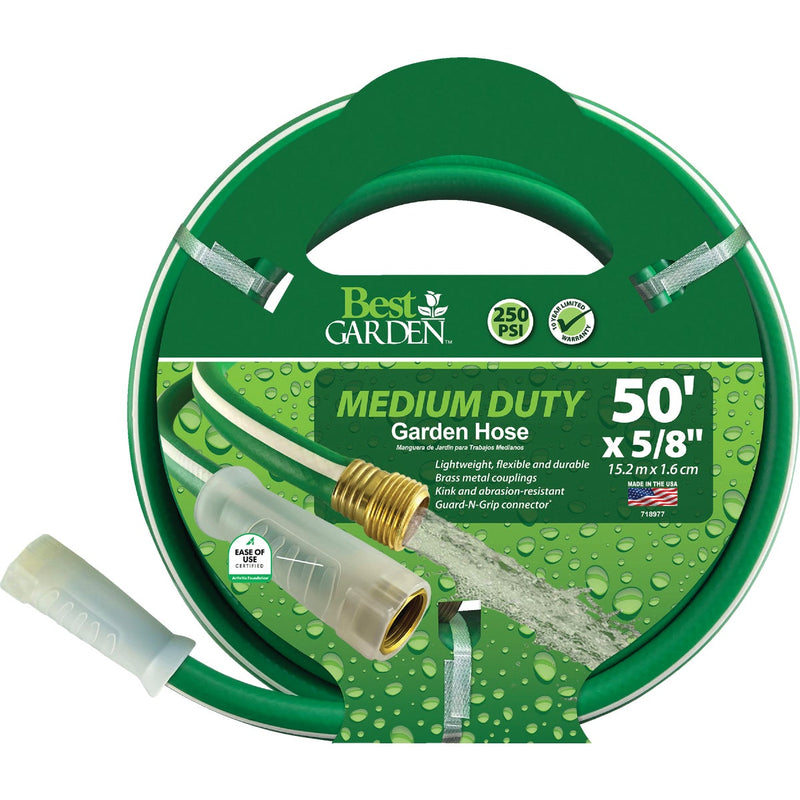 Best Garden 5/8 In. Dia. x 50 Ft. L. Medium-Duty Vinyl Garden Hose W/Guard-N-Grip