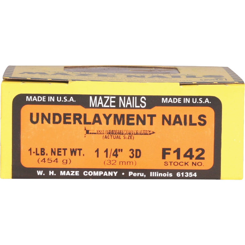 Maze 1-1/4 In. 14 ga Ring Shank Underlayment Flooring Nails (528 Ct., 1 Lb.)