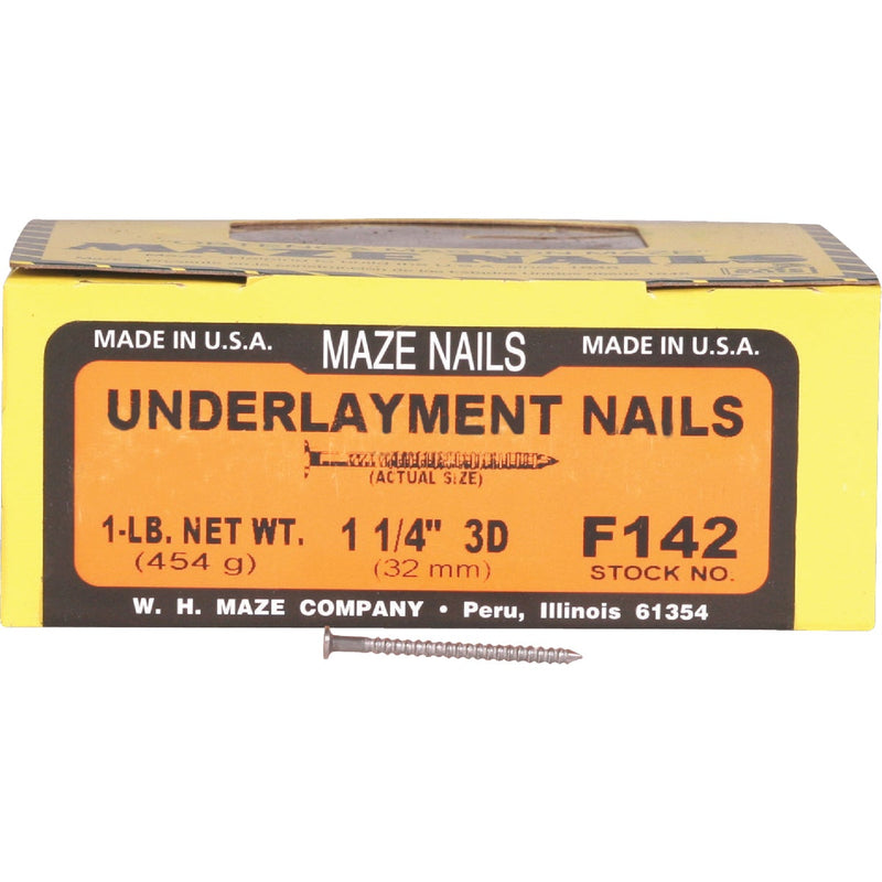 Maze 1-1/4 In. 14 ga Ring Shank Underlayment Flooring Nails (528 Ct., 1 Lb.)