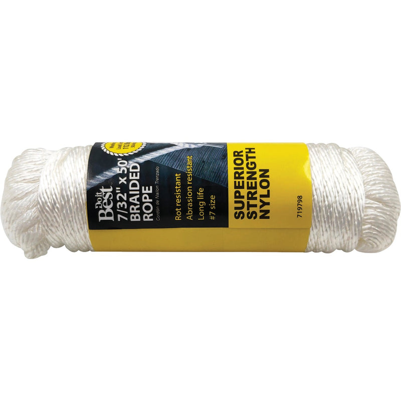 Do it Best 7/32 In. x 50 Ft. White Braided Nylon Packaged Rope