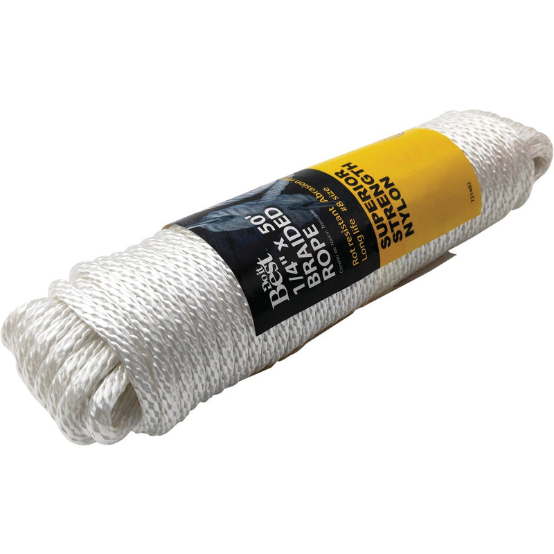 Do it Best 1/4 In. x 50 Ft. White Braided Nylon Packaged Rope