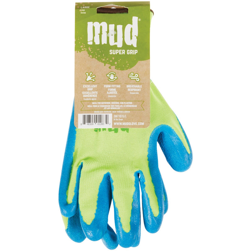 Mud Super Grip Women's Large Latex Coated Lime Green Garden Glove