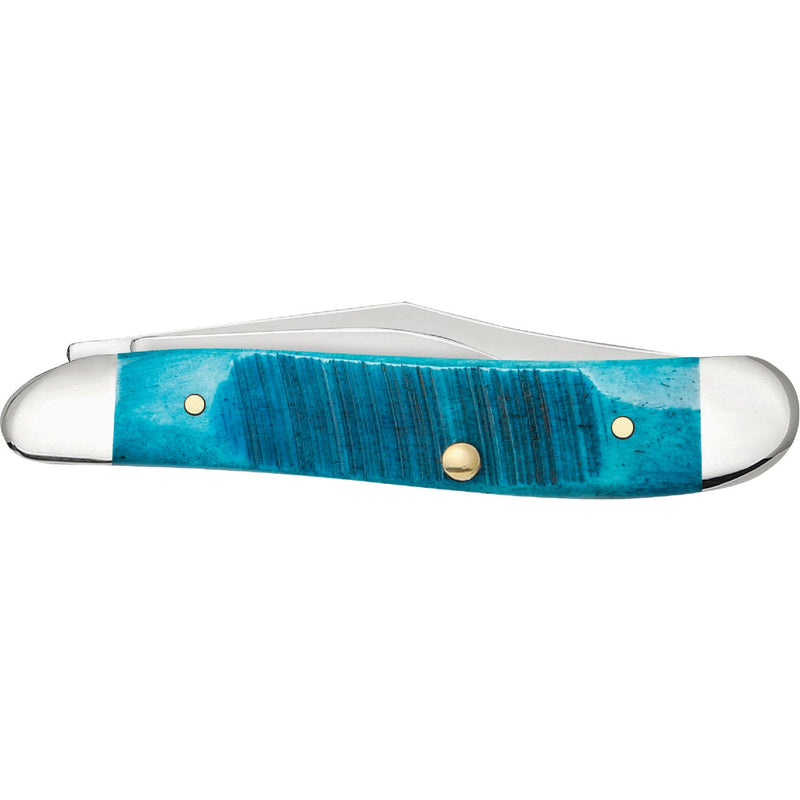 Case 2.1 In. Sawcut Jig Caribbean Blue Bone Peanut Pocket Knife