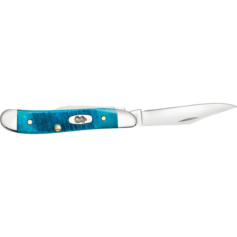 Case 2.1 In. Sawcut Jig Caribbean Blue Bone Peanut Pocket Knife