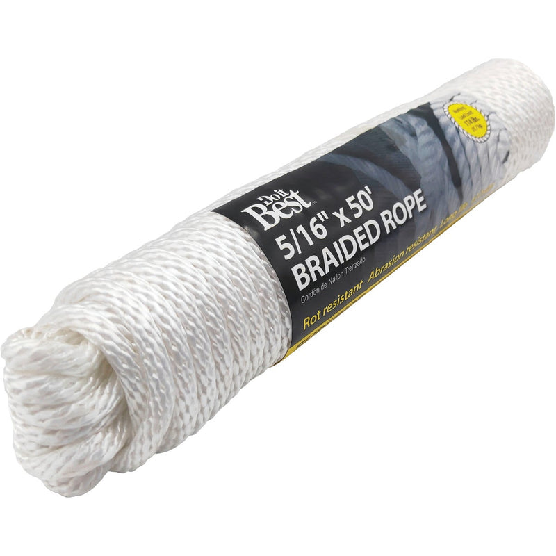 Do it Best 5/16 In. x 50 Ft. White Braided Nylon Packaged Rope