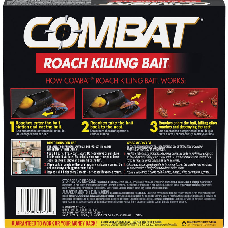 Combat Source Kill Max 0.49 Oz. Solid Large Roach Bait Station (8-Pack)