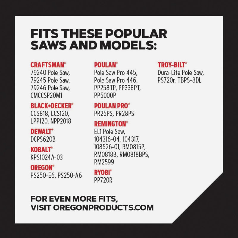 Oregon AdvanceCut R34 Polesaw Chain for 8 in. Bar - 34 Drive Links - Fits Poulan, Remington, Craftsman, Black + Decker, Ryobi, Dewalt and more