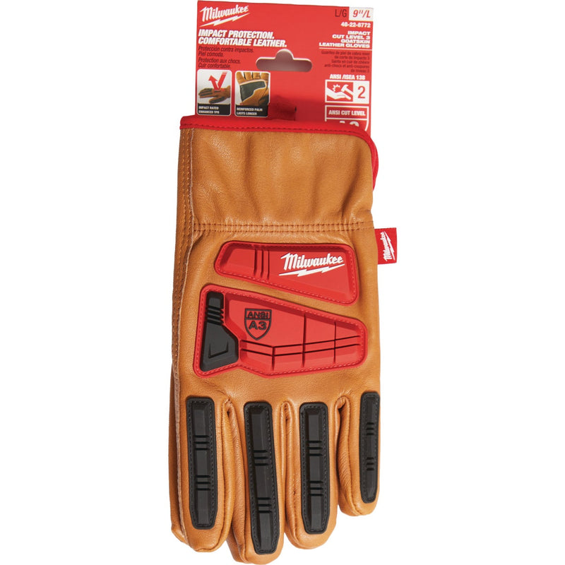 Milwaukee Impact Cut Level 3 Unisex Large Goatskin Leather Work Gloves