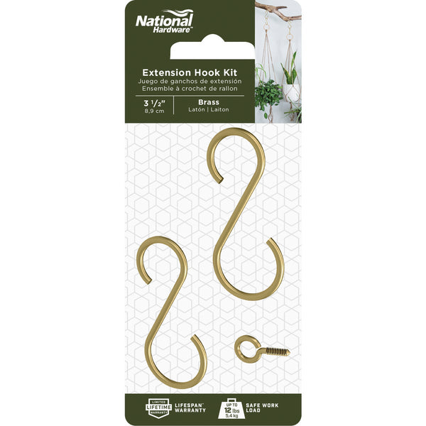 National Hardware 3-1/2 In. Brass Steel Extension Hook Kit