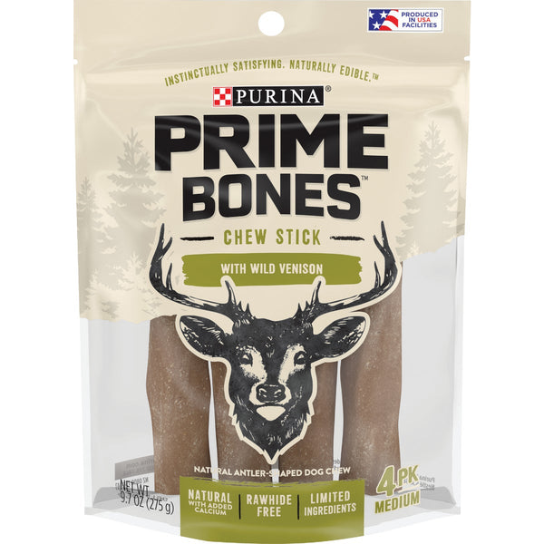 Purina Prime Bones Medium Venison Flavor Chew Stick Dog Treat (4-Pack)