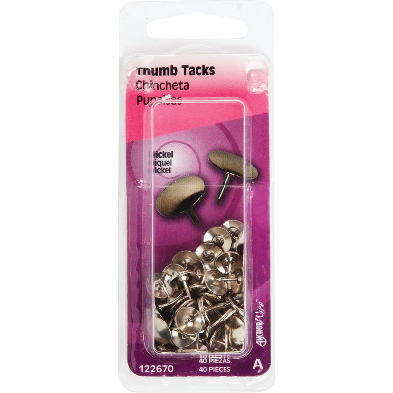 Hillman Anchor Wire Nickel 23/64 In. x 15/64 In. Thumb Tack (40 Ct.)