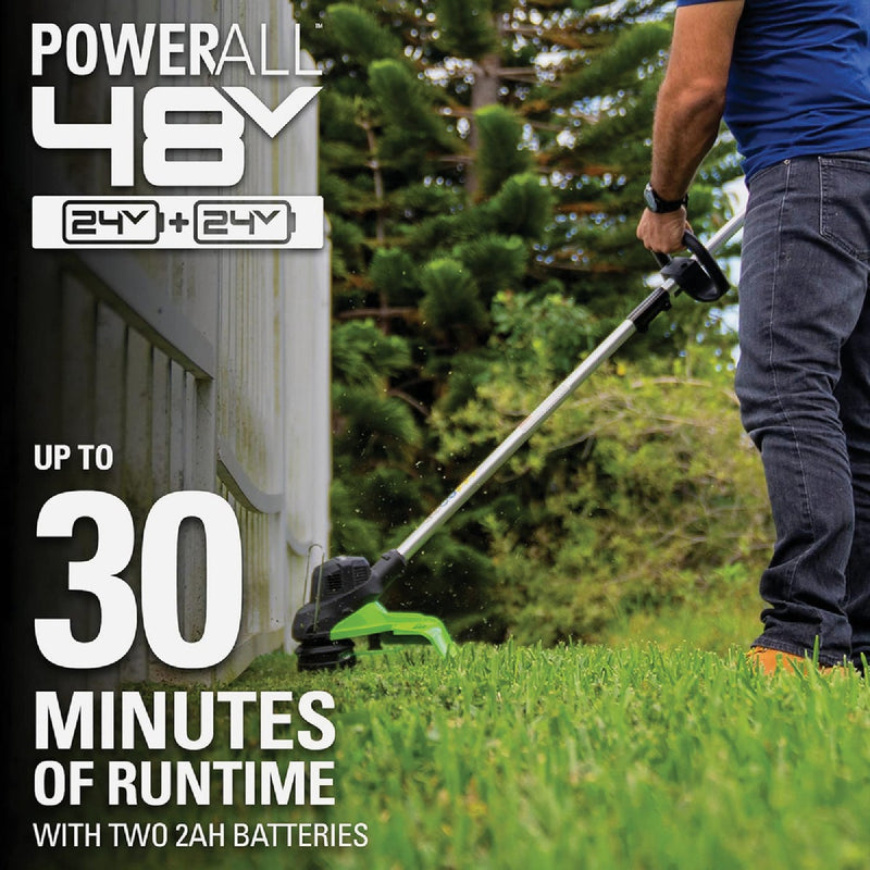 Greenworks 24V (2 x 24V) 15 In. Brushless String Trimmer with (2) 2.0 Ah Batteries & Charger