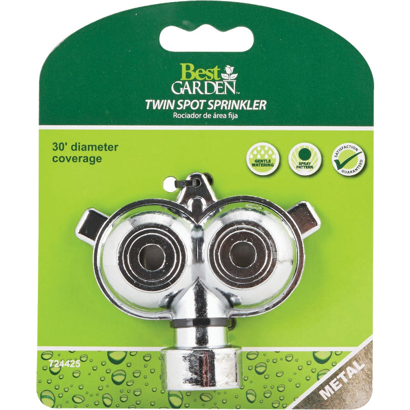 Best Garden Metal 30 Ft. Dia. Twin Spot Stationary Sprinkler, Metallic