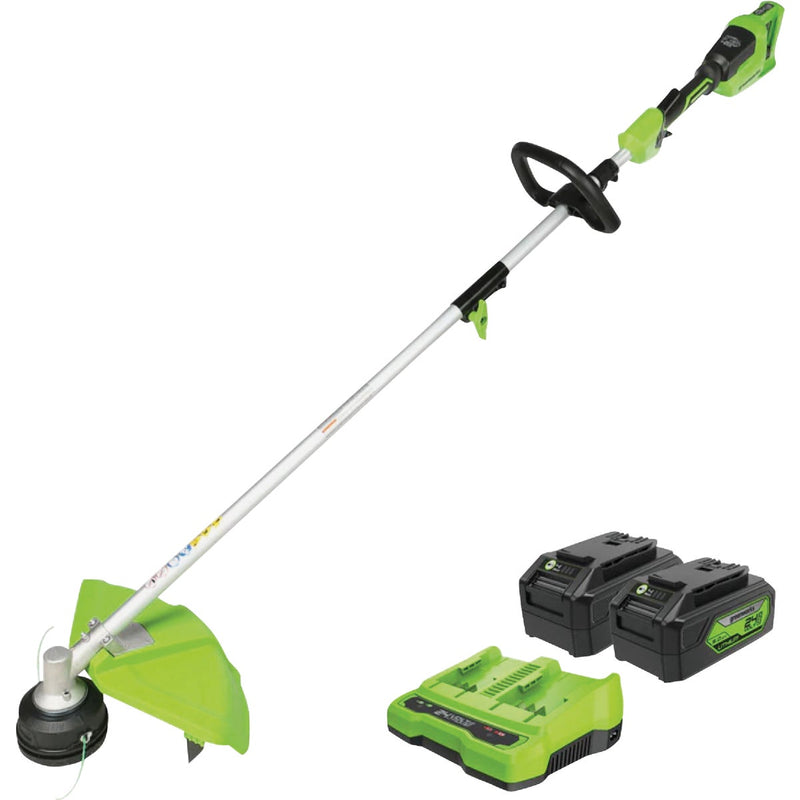 Greenworks 24V (2 x 24V) 16 In. Brushless Attachment Capable String Trimmer with (2) 4.0 Ah USB Batteries & Charger