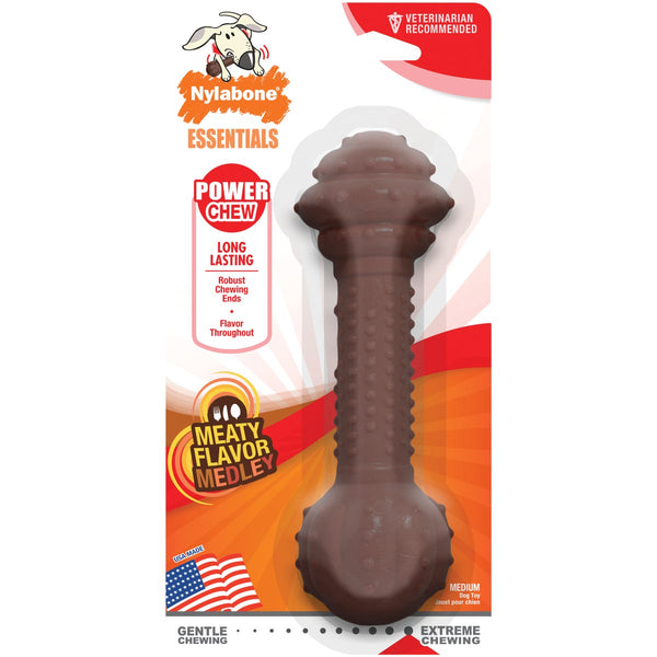 Nylabone Medley Flavor Barbell Power Chew Durable Medium Dog