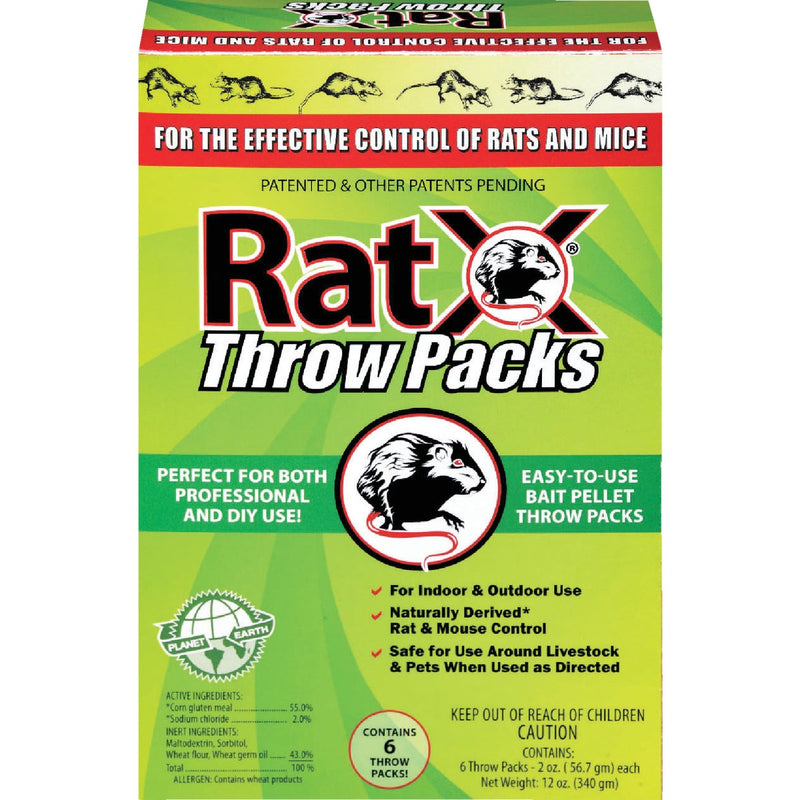 RatX Pellet Throw Pack Rat And Mouse Killer, (6-Pack)