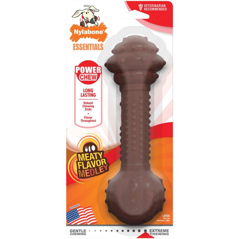 Nylabone Medley Flavor Barbell Power Chew Durable Large Dog Toy