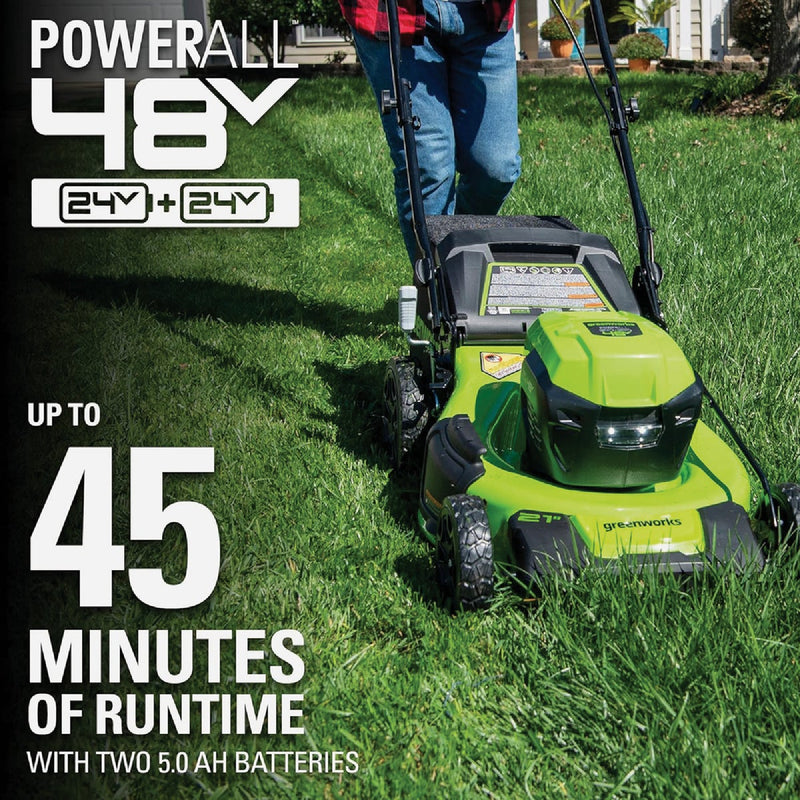 Greenworks 24V (2 x 24V) 21 In. Self-Propelled Lawn Mower with (2) 5.0 Ah Batteries & Dual-Port Charger