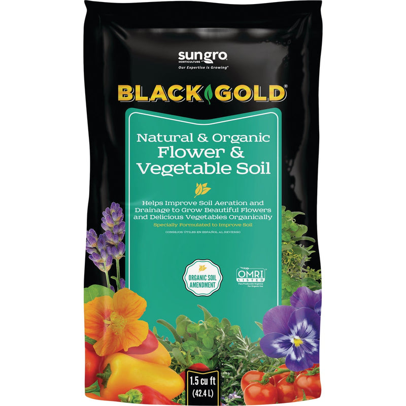 Black Gold 1.5 Cu. Ft. 23 Lb. Natural & Organic Flower & Vegetable Potting Soil Mix