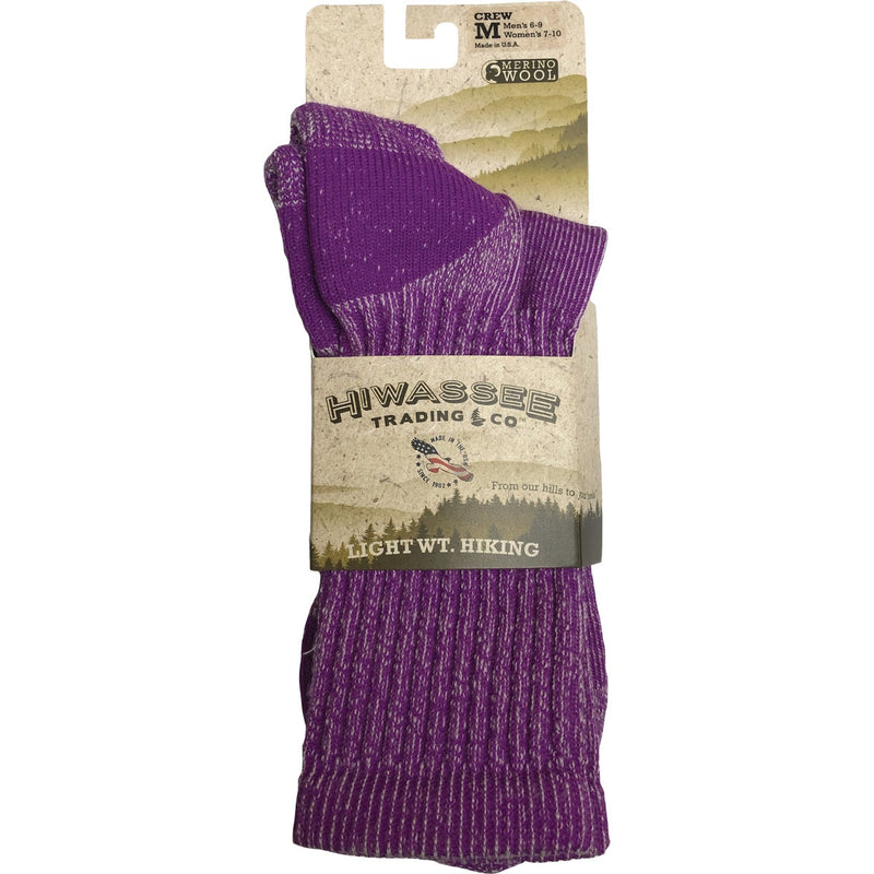 Hiwassee Trading Company Women's Medium Lavender Lightweight Hiking Crew Sock