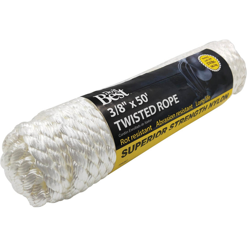 Do it Best 3/8 In. x 50 Ft. White Twisted Nylon Packaged Rope