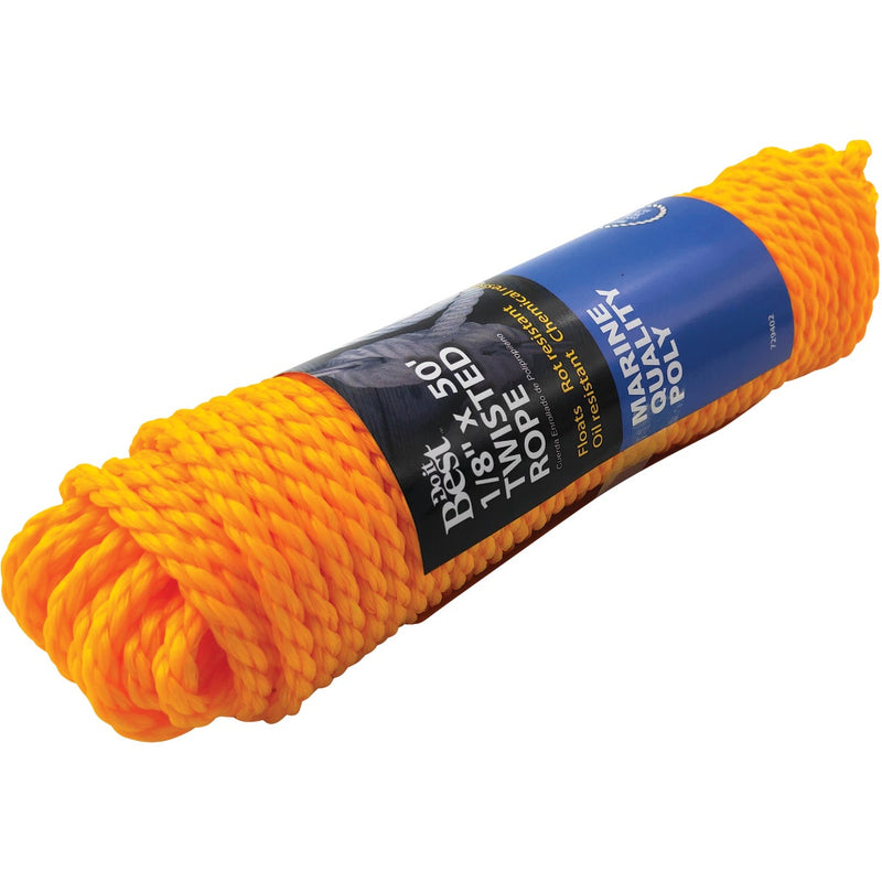 Do it Best 1/4 In. x 50 Ft. Yellow Twisted Polypropylene Packaged Rope