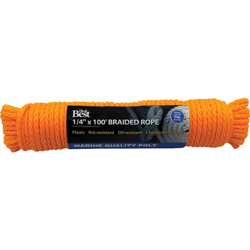 Do it Best 1/4 In. x 100 Ft. Yellow Braided Polypropylene Packaged Rope