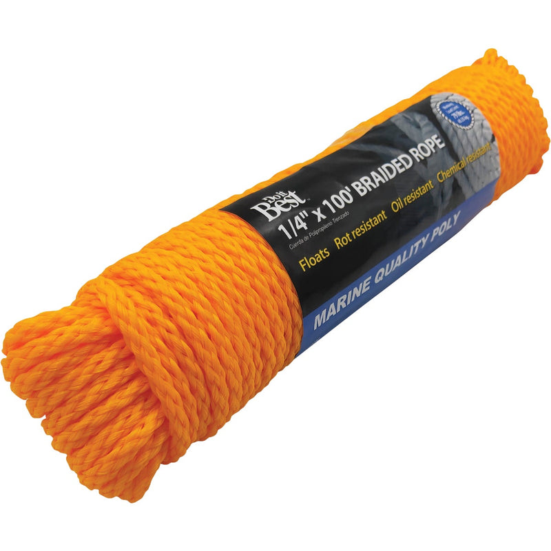 Do it Best 1/4 In. x 100 Ft. Yellow Braided Polypropylene Packaged Rope