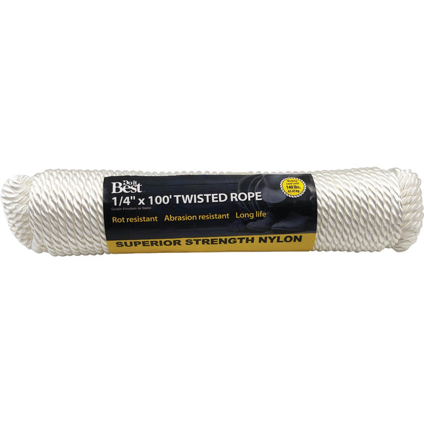 Do it Best 1/4 In. x 100 Ft. White Twisted Nylon Packaged Rope