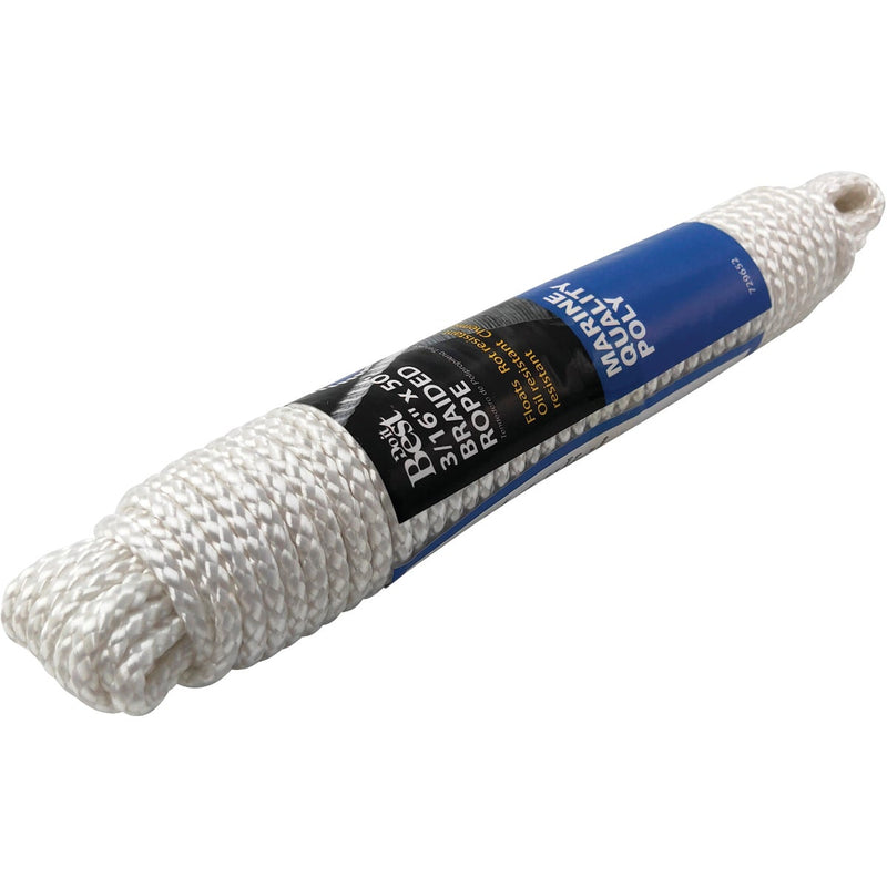 Do it Best 3/16 In. x 50 Ft. White Solid Braided Polypropylene Packaged Rope