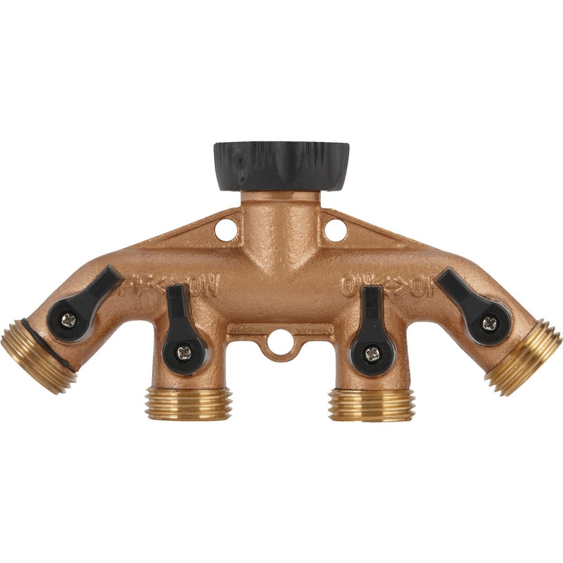 Best Garden Brass 4-Way Hose Shutoff Manifold