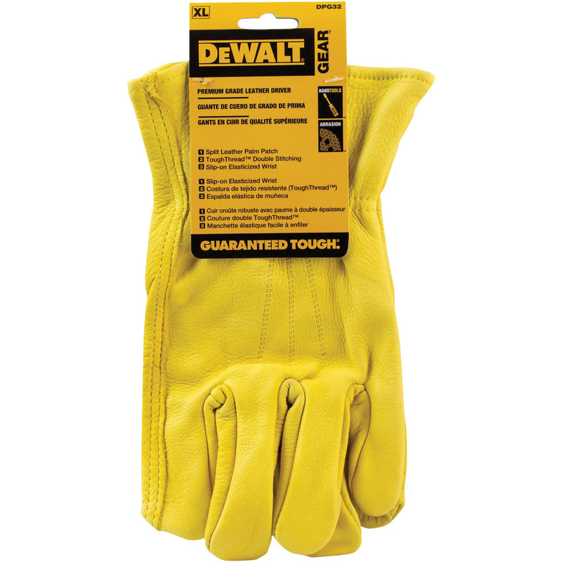 DEWALT Men's Large Premium Grade Leather Driver Glove