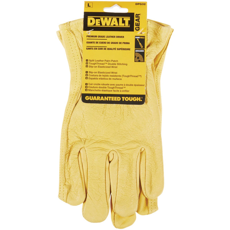 DEWALT Men's Large Premium Grade Leather Driver Glove