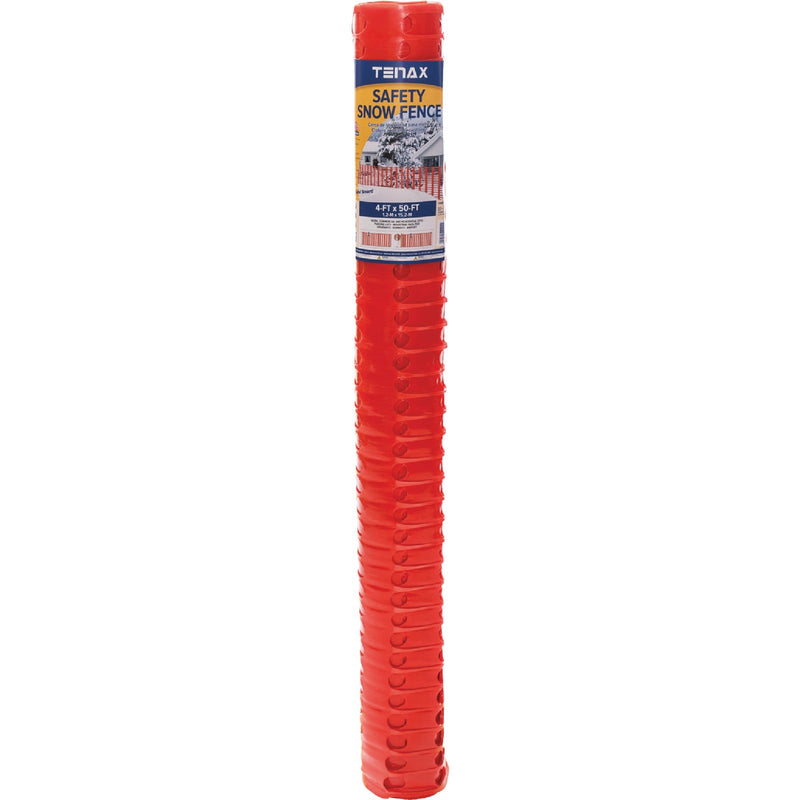 Tenax Saf-T-Sno 4 Ft. H. x 50 Ft. L. Polyethylene Snow Safety Fence, Orange