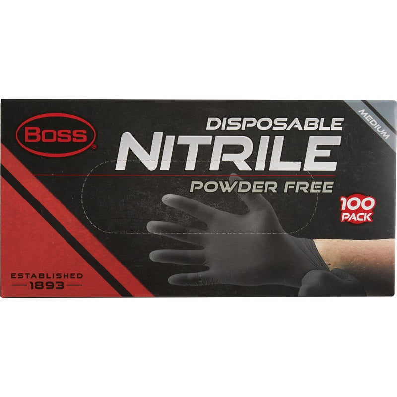 Boss Medium Black Nitrile 4 Mil Disposable Gloves (100-Pack)