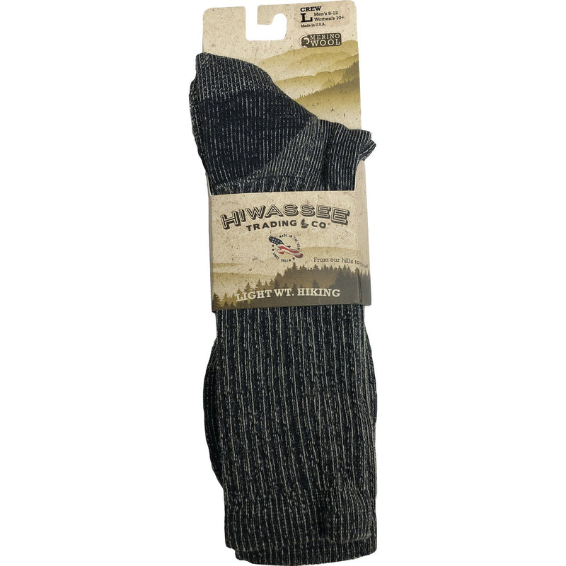 Hiwassee Trading Company Large Charcoal Lightweight Hiking Crew Sock