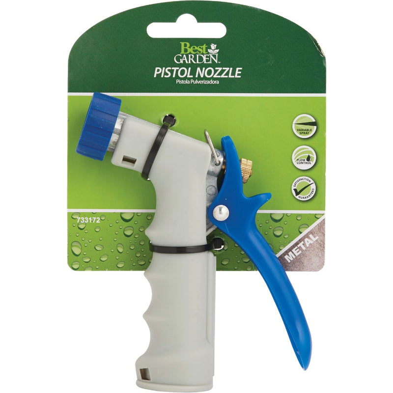 Best Garden Metal Insulated Grip Hot Water Pistol Nozzle, Blue & Gray